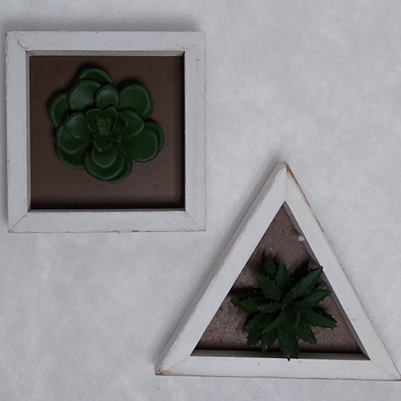 Succulent Wood Box Wall Hanging Art Decor 2 Pc Set - Picture 4 of 5